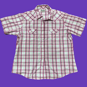 Wrangler Vintage Pearl Snap Pink White Plaid Women's Shirt Size Large